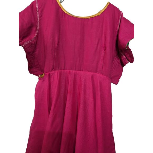 Indian Dress Magenta Full Pullover Silk Dupuoni Beaded Mirrors See Description - Picture 16 of 16